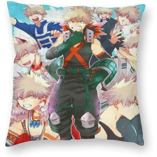 My Hero Academia Bakugou Katsuki Anime Housse De Coussin De Luxe Respirante Housse De Coussin Décorative Carrée Douce Taie D'oreiller 45,7 X 45,7 Cm
