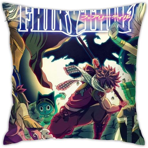 Fairy Tail Anime Housse De Coussin Respirante De Luxe, 45,7 X 45,7 Cm, Décoration De Maison, Salon, Canapé, Siège De Voiture, Taie D'oreiller Carrée En Polyester Doux