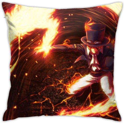 Housse De Coussin Respirante De Luxe One Piece Anime, Taie D'oreiller De Décoration De Siège De Voiture De Canapé De Salon De Maison De 18x18 Pouces, Taie D'oreiller Carrée En Polyester Doux
