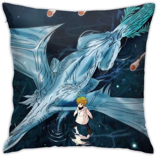 The Promised Neverland Anime Housse De Coussin Respirante De Luxe, 45,7 X 45,7 Cm, Décoration De Maison, Salon, Canapé, Siège De Voiture, Taie D'oreiller Carrée En Polyester Doux