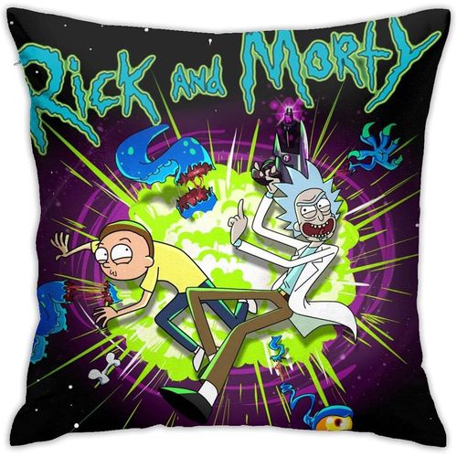 Rick Et Morty Housses De Coussin Carrées Tendance - Housses De Coussin Douces - Confortables Et Durables - Pour Canapé, Lit, Maison, Voiture - 45,7 X 45,7 Cm