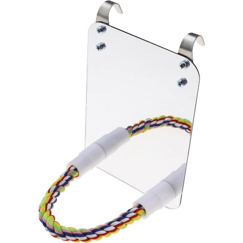 1 Set Miroir Pour Oiseaux Acrylique Avec Support De Perchoir D'oiseau Pour Perroquet Perruche Cacatoès Conure Tourtereaux Finch Canaris Cage Oiseaux Jouets
