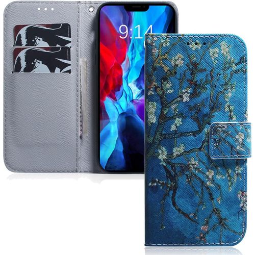 Cuir Premium Coque Pour Huawei Y6p, Durable Leger Classique Concu Etui En Pu Cuir Portefeuille Etui Housse Pour Huawei Y6p. Ef Blue Almond