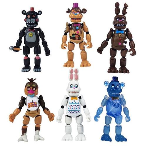 Z-C Lot de 6 figurines articulées détachables de the Five Night At Freddy  personnages de dessin animé lumineux Fnaf