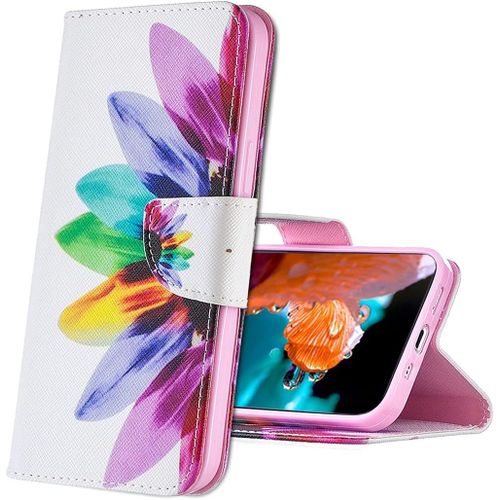 Coque Realme 6 Housse, Bookstyle Etui Motif Colore Imprime Housse Pu Etui En Cuir Portefeuille De Protection Etui A Rabat Pour Realme 6. Bf Sunflower