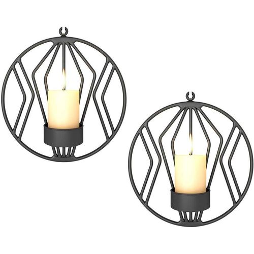 Chandeliers Muraux en Métal, Décorations Murales, Éclairage pour Le Dîner Aux Chandelles dans Le Salon / Salle À Manger / Comptoir, Noir 2pcs