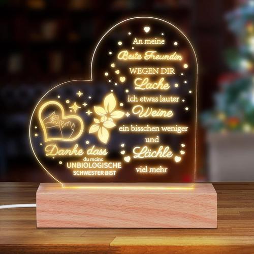 Cadeau Maman, LED Veilleuse en Acrylique Cadeau pour Maman, Personnalisé  Noël Cadeau de Fête des Mères, Bonne Maman Cadeau, Cadeau Anniversaire Maman  (Coeur)