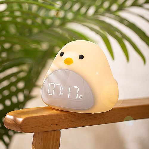 Reveil Enfant, Poussin Mignon reveil, Réveil numérique USB, Toucher Veilleuse, Lampe de Chevet de Charge avec Trois Niveaux de luminosité, pour Enfants Filles Garçons Chambre à Coucher Salon