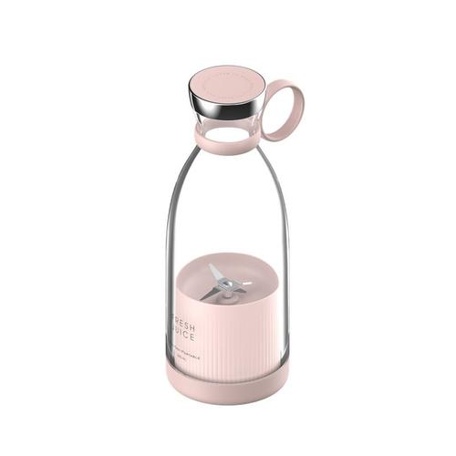 Gourde Blender Portable sans fil 350 ml pour Smoothies et Milk Shake avec Chargeur à induction Sans BPA (Rose)