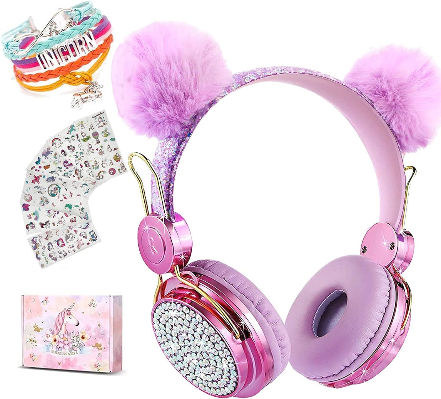 Casque Bluetooth Enfant sans Fil Fille, Rose Casque Audio Enfant