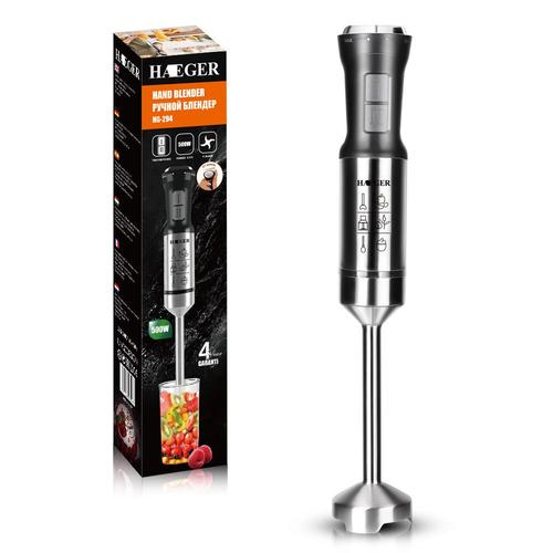 Mixeur plongeant 500W, anti-éclaboussures, verre dosseur, noir et inox ant