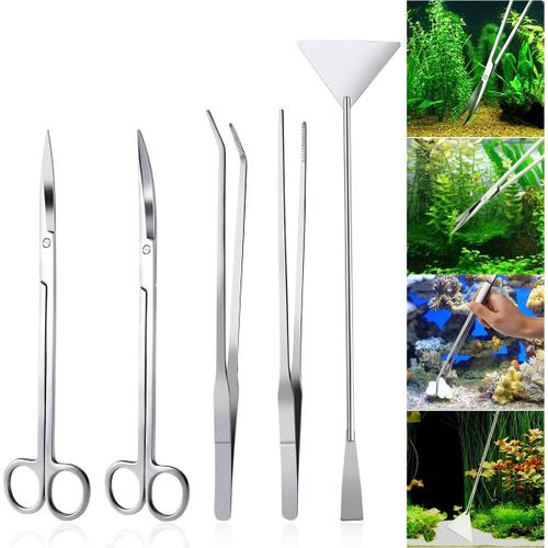 Aquarium Aquascaping Kit 5 en 1 inox Aquarium Tank plante aquatique outils ensembles pinces ciseaux spatule