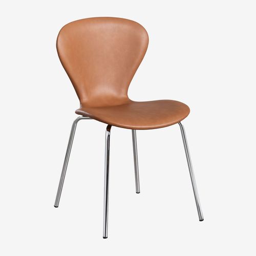 Lot De 2 Chaises De Salle À Manger Empilables En Similicuir Uit Gris Chromé Camel