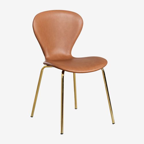 Lot De 2 Chaises De Salle À Manger Empilables En Similicuir Uit Doré Camel