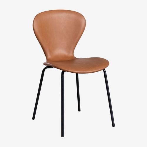 Lot De 4 Chaises De Salle À Manger Empilables En Similicuir Uit Noir Camel