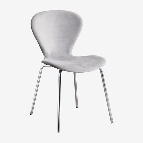 Pack De 4 Chaises De Salle À Manger Empilables En Velours Gris Chromé