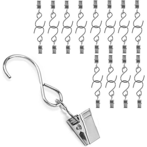 50 Pcs Clips De Suspension En Métal Crochet, Pince De Suspension Pour Rideau, Guirlande Lumineuse De Fête, Fil D'activités De Plein Air, Décoration De La Maison