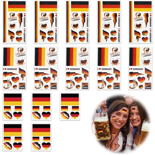 Tatouage Drapeau Allemagne 15 Pièces Drapeau Allemagne Faux Tatouage Tatoo Temporaire,Tatouages Du Drapeau De La Coupe Du Monde De Allemagne Euro Football Coupe Wm Party Décora 