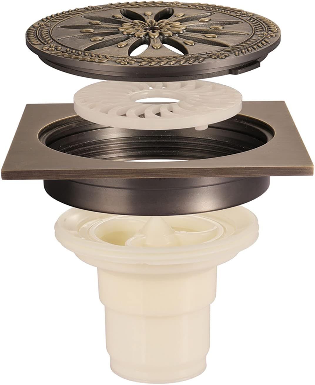 Caniveau de douche en laiton, grille de douche carre rsist... - 2