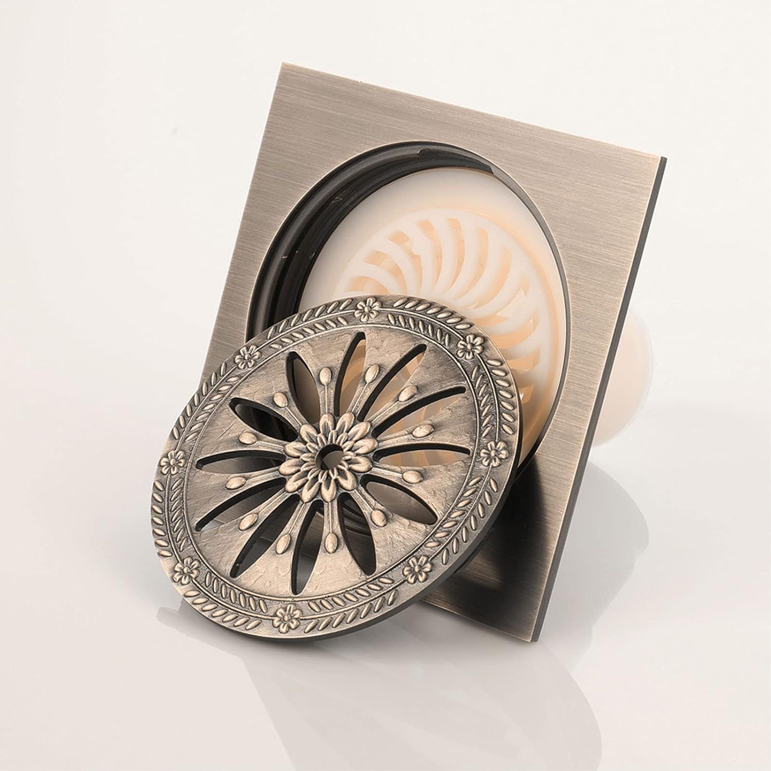 Caniveau de douche en laiton, grille de douche carre rsist... - 4