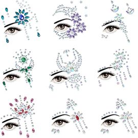 Tatouage De Bijoux De Visage De Sirène Tatouages Temporaires Pour Le Corps Auto-Adhésif Temporaire Bijoux De Visage Diamant Yeux Strass Maquillage Tatouage Temporaire Gemmes De Visage Femmes 