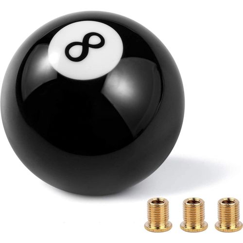 Pommeau De Levier De Vitesse À Bille Ronde, Noir 8 Boules De Billard Rond Pommeau De Levier De Vitesse Manuel En Acrylique Avec 3 Adaptateurs Universels Pour Voiture Manuelle