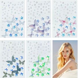 5 Feuilles Strass Autocollant Visage,Papillon Tatouage Temporaire,Autocollants Décoratifs Bijoux De Visage Maquillage Pour Festival Tatouages Temporaires 