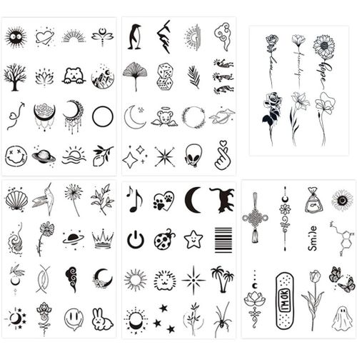 Réaliste Tatouages Temporaires Ensembles 6 Feuilles,Tatouage Temporaire Femme Sexy Papillon Fleurs Abdomen,Poitrine Rose Tattoo,Cou Petit Visage Bohème Faux Tatouage Autocollants 