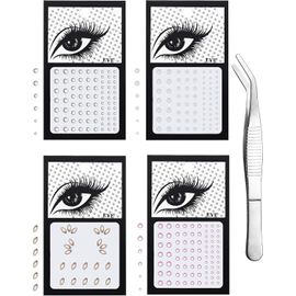4/6 Ensembles De Gemmes De Visage Autocollant De Visage Strass Autocollant Visage Tatouage Temporaire Strass Maquillage Tatouage Bijoux Sirène Strass Autocollants Corps Larmes Cristal Pierres 