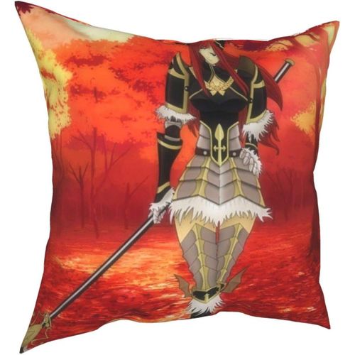 Confortable Et Durable Fairy Tail Erza Four Seasons Housse De Coussin Décorative Pour La Maison, Le Salon, La Chambre À Coucher, Le Canapé, Taille 45,7 X 45,7 Cm