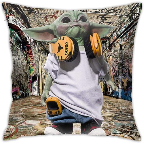 Mode Et Durable Go Going Baby Yoda Housse De Coussin Imprimée En 3d Pour Canapé, Voiture, Lit, Décoration De La Maison 5 45,7 X 45,7 Cm