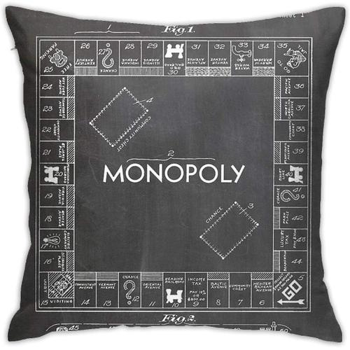 Jeu De Société Monopoly, Art Des Brevets Américains 1935, Taie D'oreiller En Tableau Noir, Housse De Coussin Décorative Pour La Maison, Lit, Canapé, Coussin, Taie D'oreiller Carrée