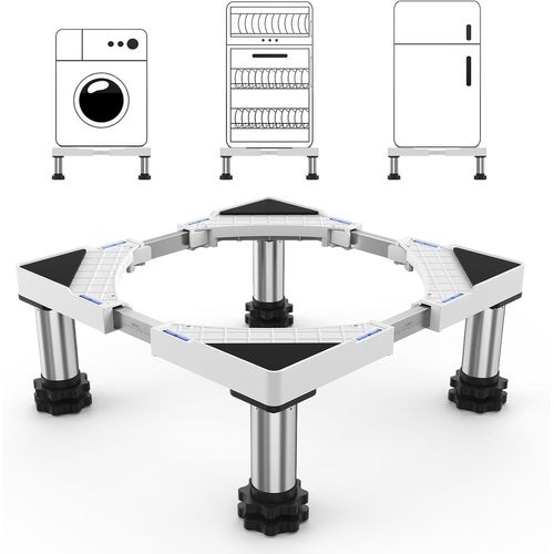 Support Machine à Laver Socle Linge Base de Réfrigérateur pour Sèche-linge Frigo Lave-linge Largeur Réglable 45-65cm Charge 200kg avec 4 Pieds(Noir)
