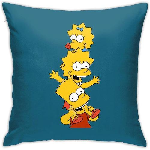 Simpsons Frères Et S¿Urs Jouant À Des Jeux Taie D'oreiller En Pur Coton Pour Canapé Doux Décoration D'oreiller Pour La Maison 18x18in/45x45cm