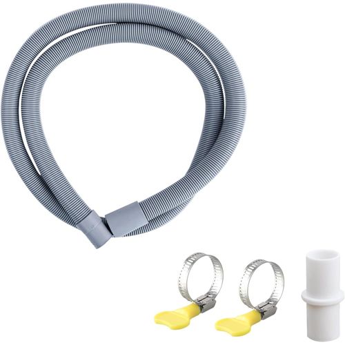 Tuyau Lave-Linge Tuyau de Vidange Universel Tuyau d'Évacuation d'Eau Tuyau Vidange Machine a Laver avec Raccord Tuyau Vidange et 2 Clips Tuyau pour Laveuse (2m)
