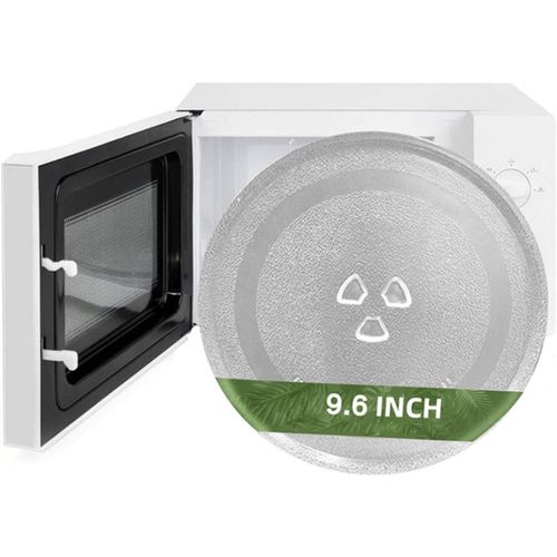 Plaque en verre pour micro-ondes de 24,5 cm,universelle,épaisse,résistante à la chaleur,avec 3 fixations pour petits micro-ondes (245 mm)