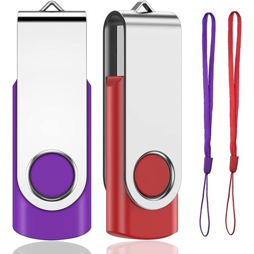 Lot De 2 Clés Usb 2.0 Avec Protection Pivotante (Couleurs Mélangées Et Cordon) 16 Go Purple & Red[SDC631423]