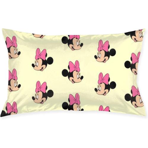 Housse De Coussin Minnie Mickey Mouse Mignonne, Taie D'oreiller Carrée En Peluche, Impression Décorative Douce Pour Le Salon, Le Canapé, 20 X 30 Pouces