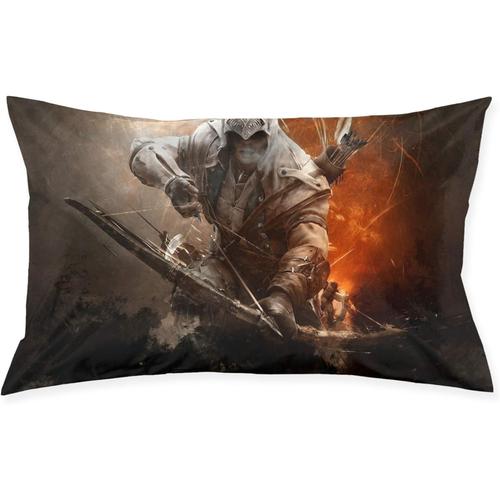 Assassin's Creed Housse De Coussin Carrée En Peluche Avec Impression Décorative Douce Pour Le Salon, Le Canapé, 50,8 X 76,2 Cm