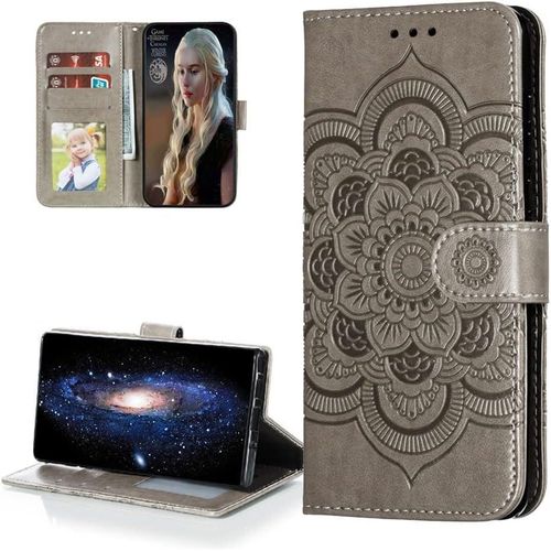 Compatible With Samsung Galaxy A03 Core Coque Fermeture Magnetique Svelte Pu Cuir Antichoc Protecteur Housse Flip Etui Pochette Cover Pour Galaxy A03 Core Case Gray Mandala Ld.