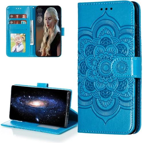 Compatible With Samsung Galaxy A03 Core Coque Fermeture Magnetique Svelte Pu Cuir Antichoc Protecteur Housse Flip Etui Pochette Cover Pour Galaxy A03 Core Case Blue Mandala Ld.