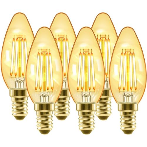 4w Ampoules Bougie À Filament Led E14, Equivalente À Ampoule Halogène 35w, 410lm Couleur 2500k Blanc Chaud, Ampoule Rétro Vintage, Non-Dimmable, Lot De 6[Den5280593]