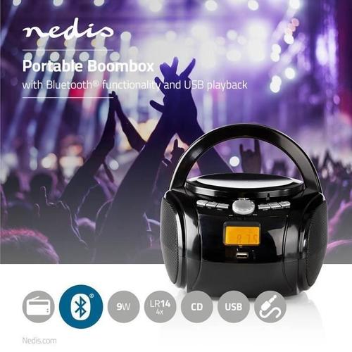 Lecteur CD Portable Stéréo 9 W USB Bluetooth® RADIO FM Lecture USB PILES ET SECTEUR