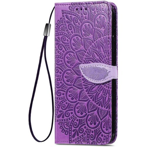 Housse Pour Telephone Samsung Galaxy A13 4g Etui, Pu/Tpu Retourner Cuir Coque Magnetique Anti Chute Portefeuille Protection Case Cover, Mauve