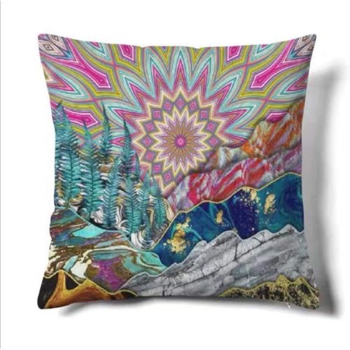 Housse De Coussin Décorative Avec Motif Indien, Hippie, Gitane, Bohème Et Psychédélique, Taie D'oreiller Carrée Décorative (Rouge, 45,7 X 45,7 Cm)