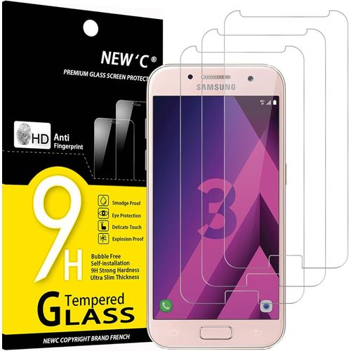 Lot De 3, Verre Trempé Pour Samsung Galaxy A3 2017 (Sm-A320f), Film Protection Écran Sans Bulles D'air Ultra Résistant (0,33mm Hd Ultra Transparent) Dureté 9h Glass[Compatible10677]
