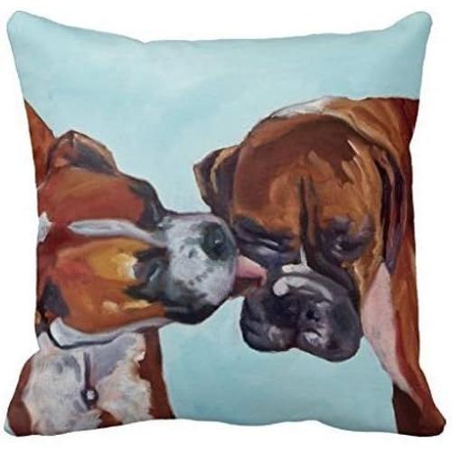 B Lyster Shop G390j Boxer Dogs Pet Portrait Taie D'oreiller Décoration De La Maison Taie D'oreiller 18 X 18