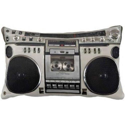 Incroyable Belle Housse De Coussin Vintage Boombox Ghettoblaster Des Années 80 Avec Impression De Luxe, Taie D'oreiller Rectangulaire Avec Fermeture Éclair (20 X 30 Pouces)