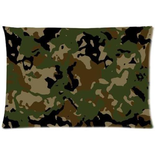 Taie D'oreiller À Motif Camouflage Militaire Vert, Taie D'oreiller À Fermeture Éclair, Décoration De Canapé Pour La Maison, 20 ""X 30"" Pouces (Côtés Jumeaux)