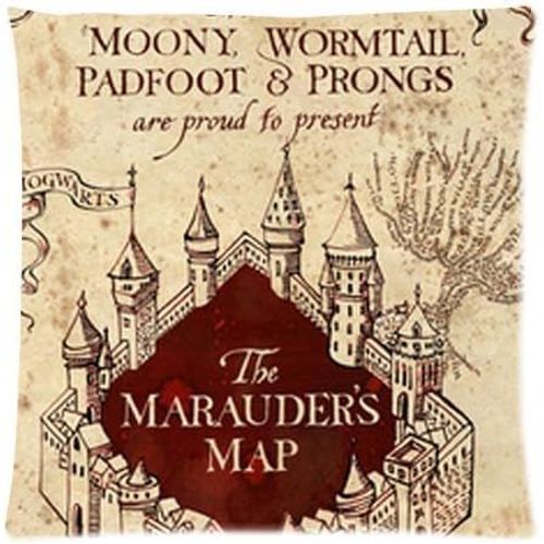Harry Potter Carte Du Maraudeur Château De Poudlard Conception Personnalisée Taie D'oreiller Taie D'oreiller Housse De Coussin Imprimée (40 Cm X 40 Cm)